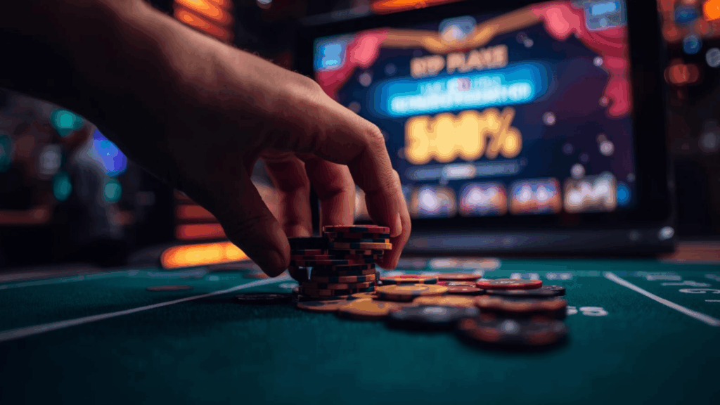 Pemain menikmati game kasino RTP tinggi di komputer