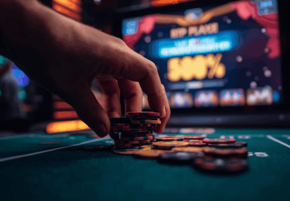 Pemain menikmati game kasino RTP tinggi di komputer